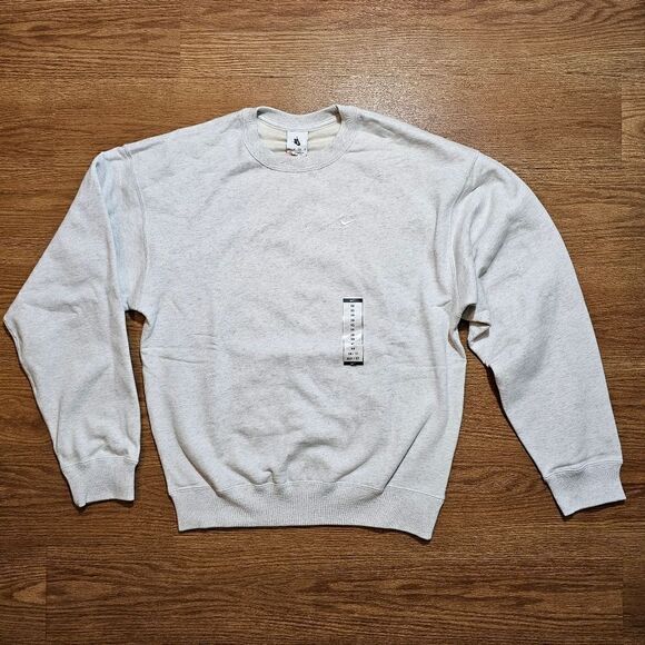 Nike Solo Swoosh Crewneck Sweatshirt Heather Grey XS Unisex Fleece DX1361-051 LE - Picture 13 of 13